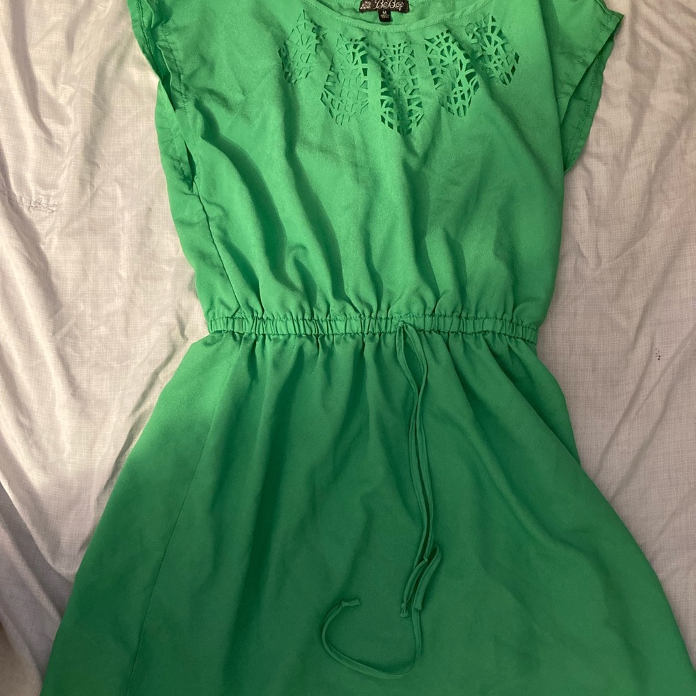 Lime green dress goes down to knees